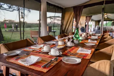 Breakfast table in the dining tent